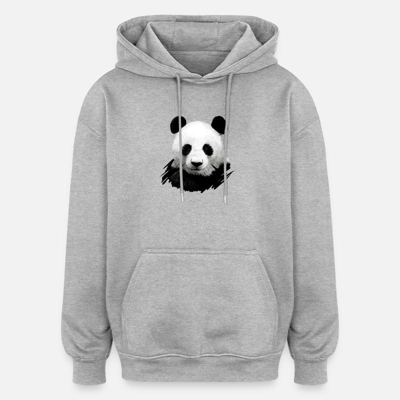 Panda - Sweat à capuche oversize unisexe - gris chiné
