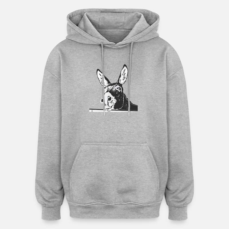 L’âne - Sweat à capuche oversize unisexe - gris chiné