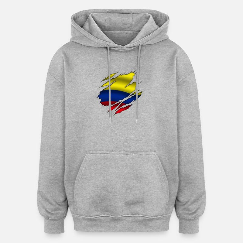 Colombie - Sweat à capuche oversize unisexe - gris chiné