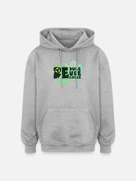 Umwelt Erde Recycling Naturschutz Statement - Oversized Unisex Hoodie - Grau meliert