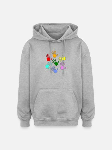 Hands Painting Kids - Oversized Unisex Hoodie - heather grey