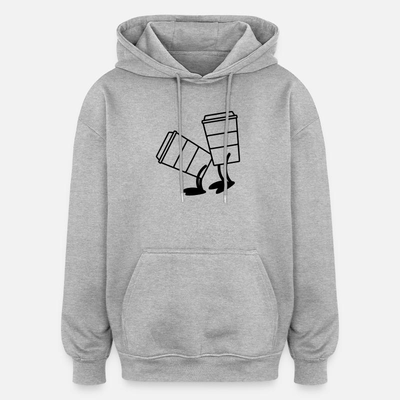 Café pour aller style chien - Sweat à capuche oversize unisexe - gris chiné