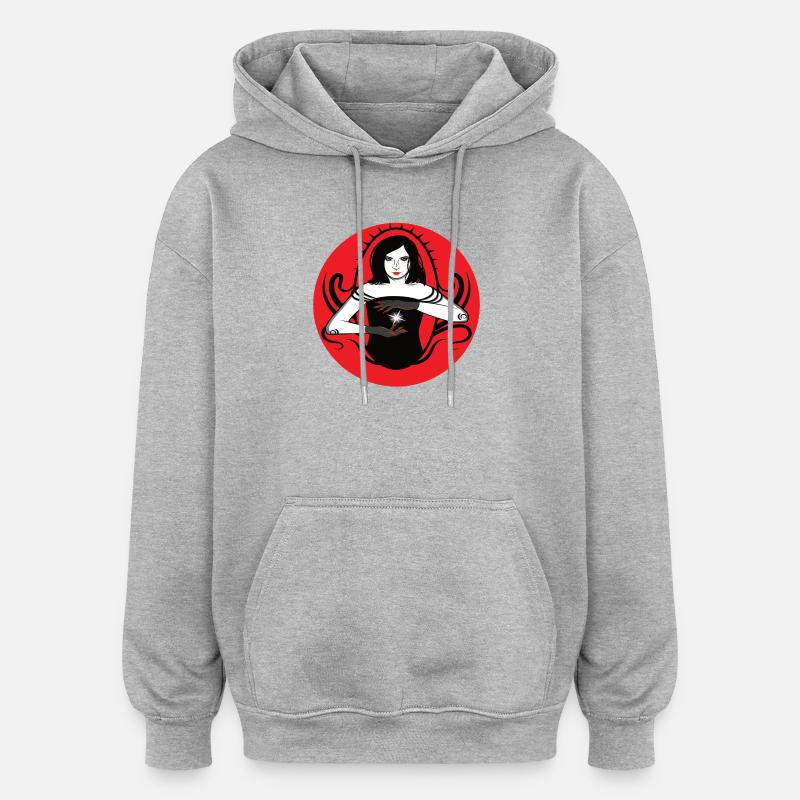Sorcière mystique avec étoile - Sweat à capuche oversize unisexe - gris chiné