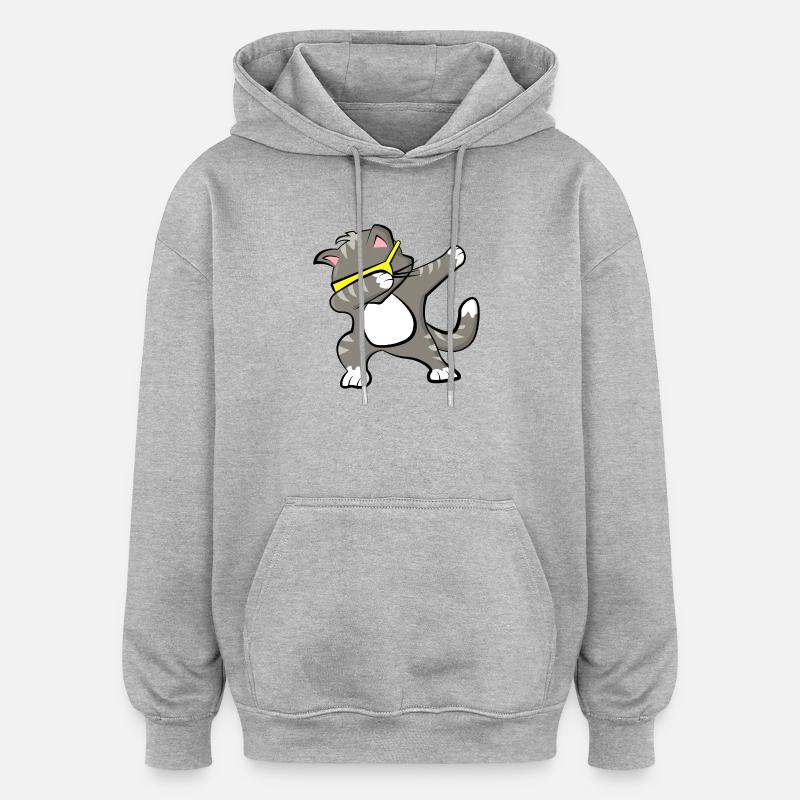 Chat Dabbing - Sweat à capuche oversize unisexe - gris chiné