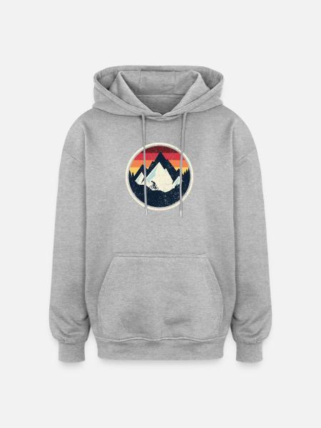 Retro Mountain Bike Sunset - Oversized Unisex Hoodie - heather grey