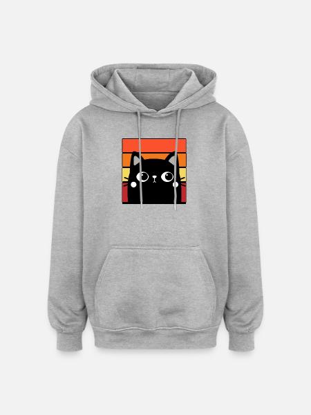 Katze und bunter Hintergrund - Oversized Unisex Hoodie - Grau meliert