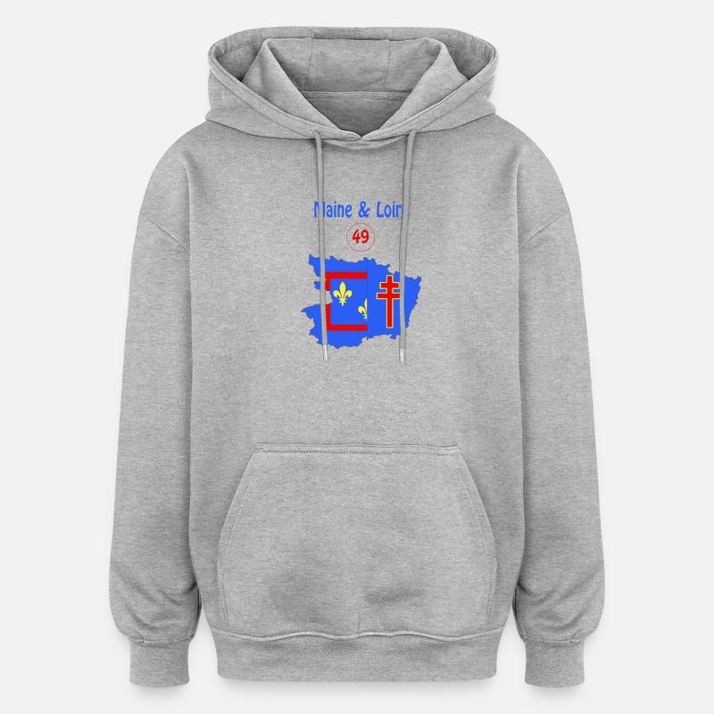 Maine & loire - Sweat à capuche oversize unisexe - gris chiné