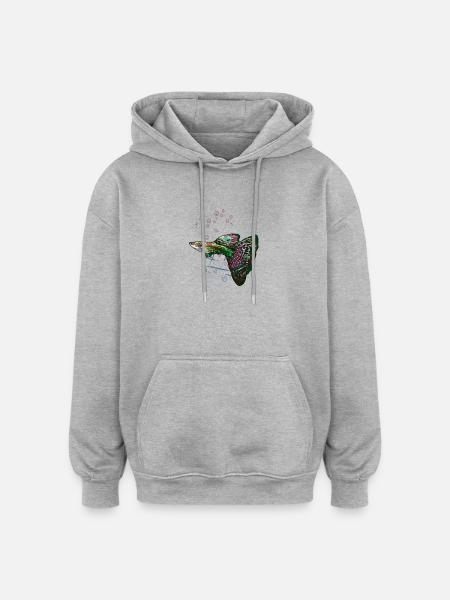 Guppy Beginner Fish Aquarium Fun - Oversized Unisex Hoodie - heather grey