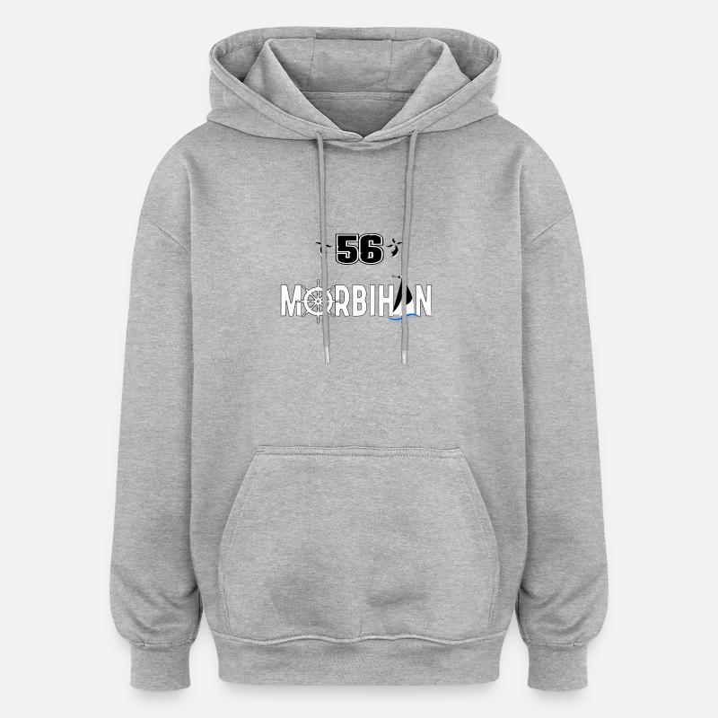 Morbihan - Sweat à capuche oversize unisexe - gris chiné