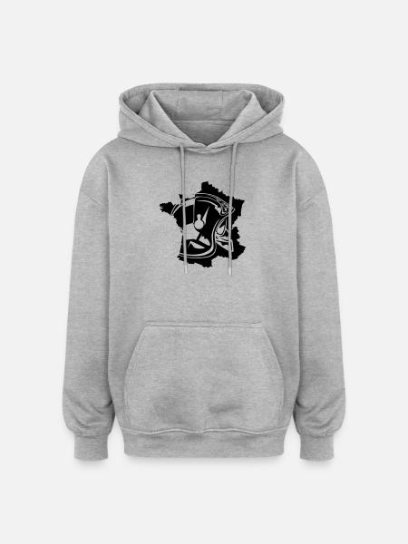 casque sp carte - Sweat à capuche oversize unisexe - gris chiné
