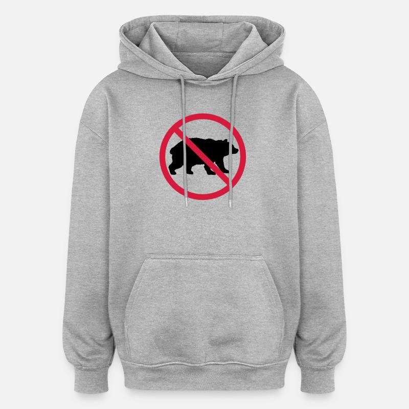 Bear Forbidden Shield - Oversized Unisex Hoodie - heather grey