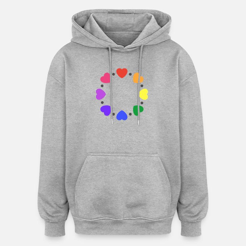Regenbogen Herzen - Oversized Unisex Hoodie - Grau meliert