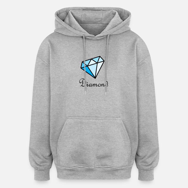 Blauer Geometrischer Diamant - Oversized Unisex Hoodie - Grau meliert