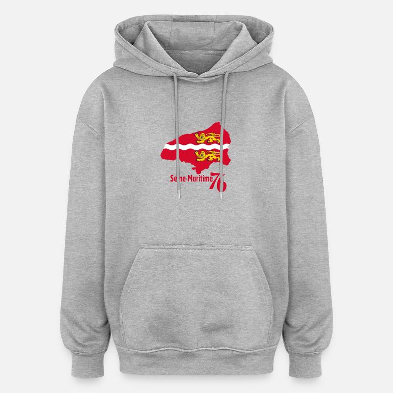 Seine maritime - Sweat à capuche oversize unisexe - gris chiné