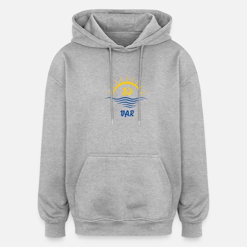 Var - Sweat à capuche oversize unisexe - gris chiné