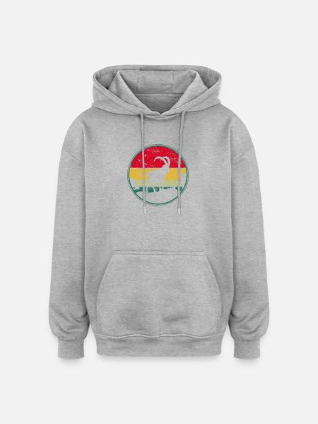Steinbock, Wandern, Berge - Oversized Unisex Hoodie - Grau meliert