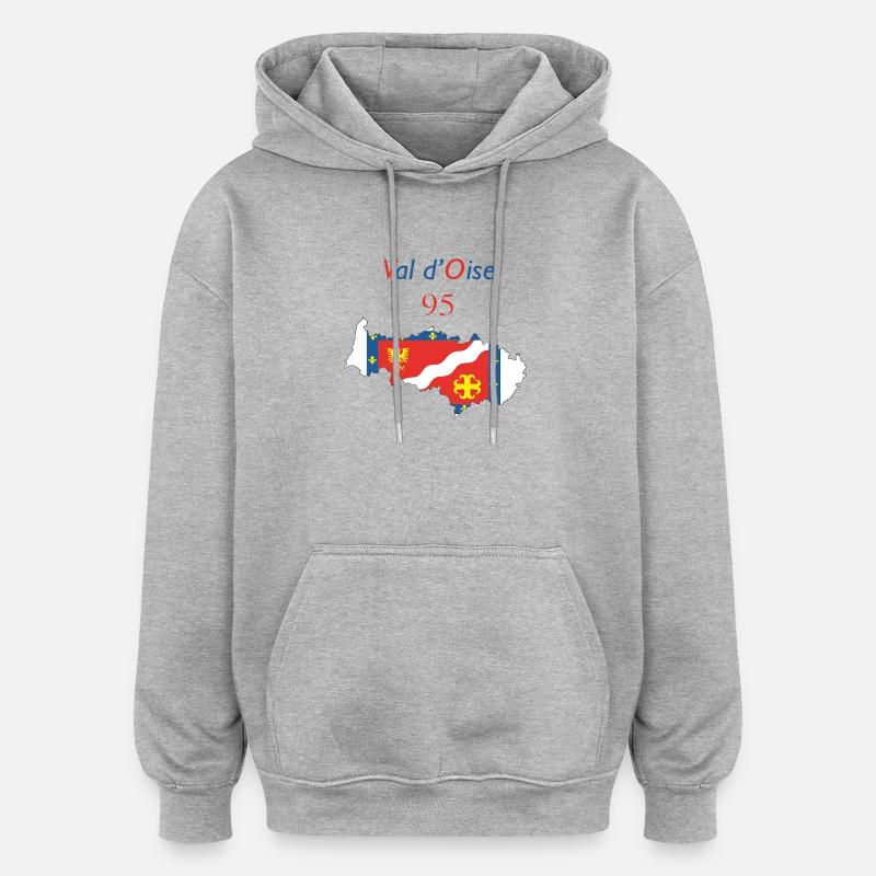 Val d'oise - Sweat à capuche oversize unisexe - gris chiné