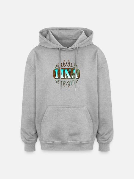 Name Gifts LINA - FIRST NAME - Oversized Unisex Hoodie - heather grey