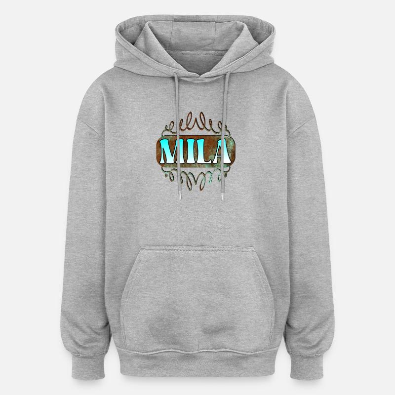 Regali onomastici per Mila - Figlia - Felpa con cappuccio unisex oversize - grigio melange