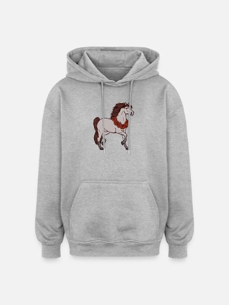 Cool Pferde Galopp Islandpferde Pferdefan - Oversized Unisex Hoodie - Grau meliert