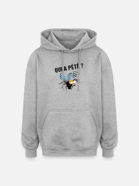 Qui a pété ? - Sweat à capuche oversize unisexe - gris chiné