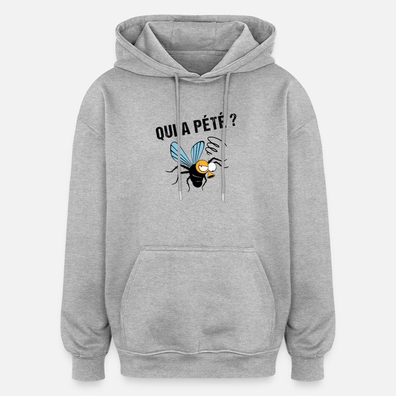 Qui a pété ? - Sweat à capuche oversize unisexe - gris chiné