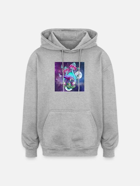 Magic Mushrooms Psychedelische Pilz Kunst - Oversized Unisex Hoodie - Grau meliert