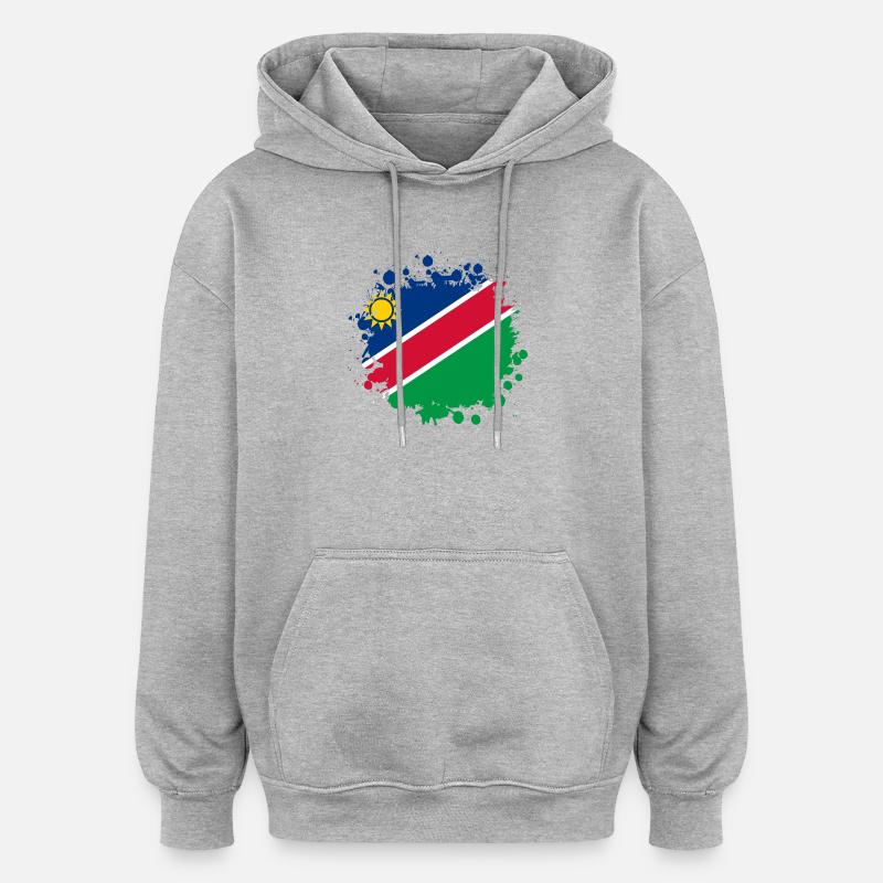 Drapeaux de Namibie design blob - Sweat à capuche oversize unisexe - gris chiné