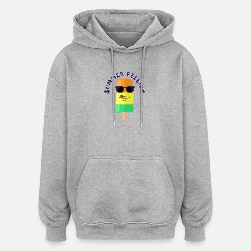 Eiscreme mit Sonnenbrille Summer Feeling Sommer - Oversized Unisex Hoodie - Grau meliert