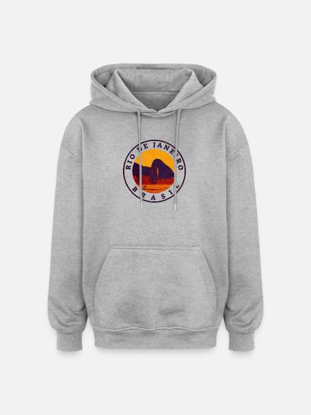 Rio de Janeiro Retro Rubber Stamp - Oversized Unisex Hoodie - heather grey