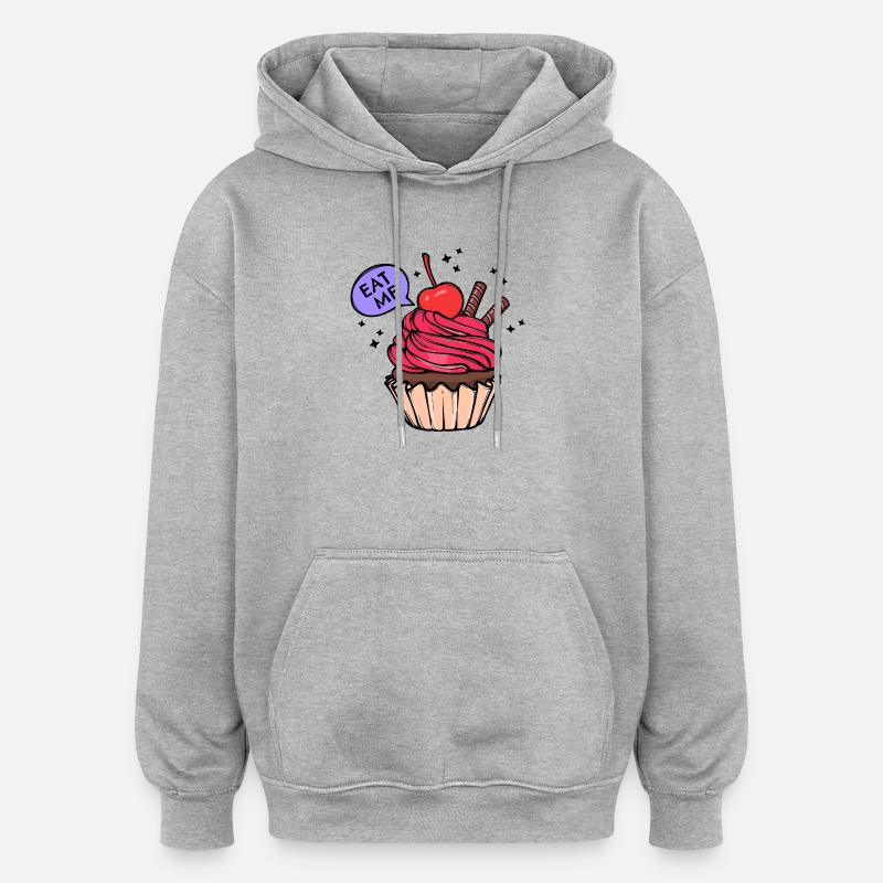 Cupcake Statement Nachspeise Backen Süßigkeiten - Oversized Unisex Hoodie - Grau meliert