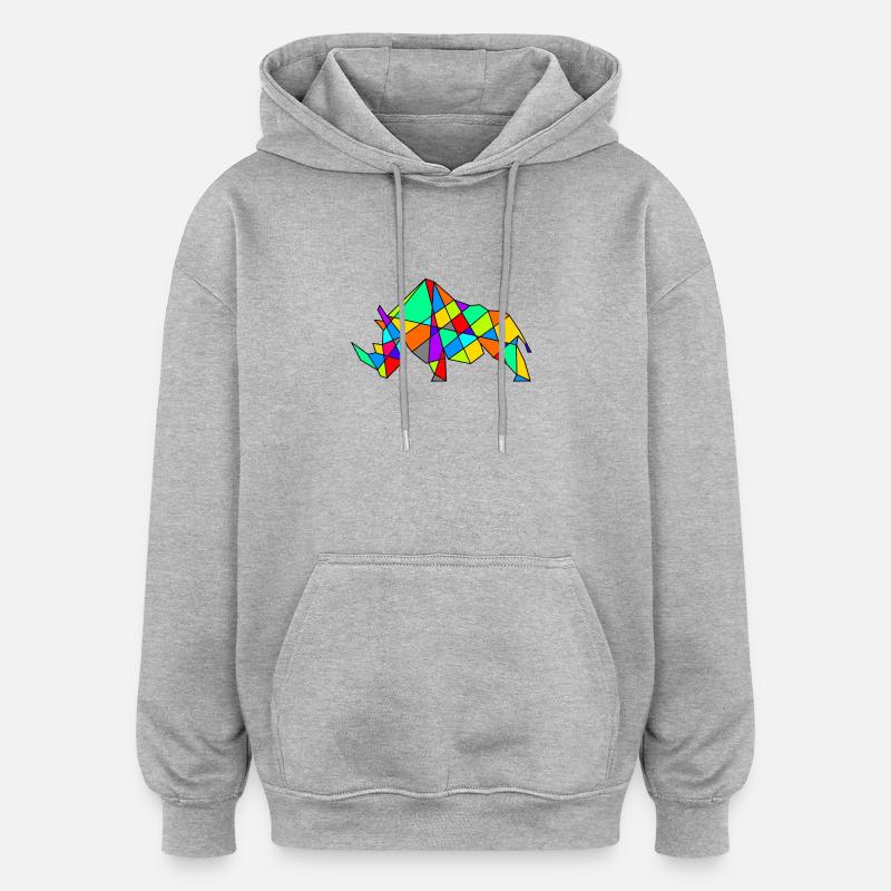 Geometrisches Kamel Puzzle Neonfarben - Oversized Unisex Hoodie - Grau meliert