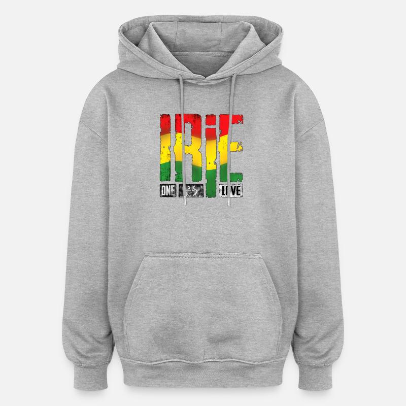 Vibrantes Reggae-Design mit Regenbogenfarben - Oversized Unisex Hoodie - Grau meliert