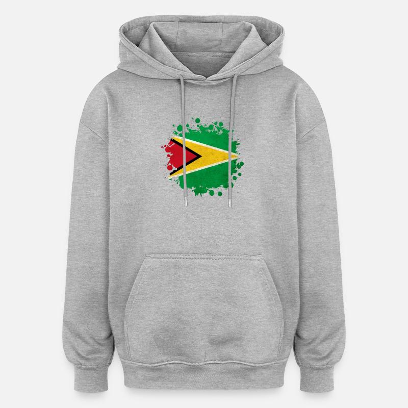 Guyana Flagge Klecks - Oversized Unisex Hoodie - Grau meliert