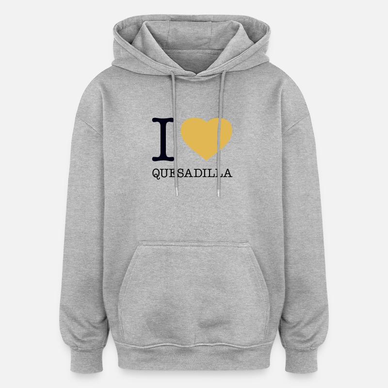 J’ADORE QUESADILLA - Sweat à capuche oversize unisexe - gris chiné