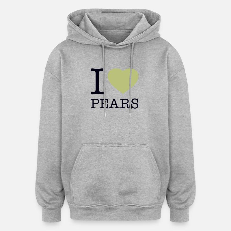 I LOVE PEARS Birne Birnen - Oversized Unisex Hoodie - Grau meliert