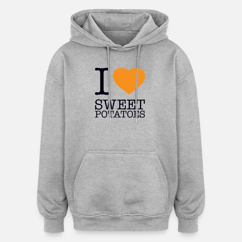 J’ADORE LES PATATES DOUCES - Sweat à capuche oversize unisexe - gris chiné