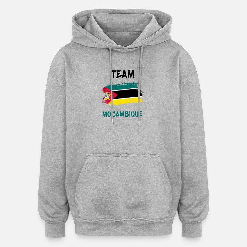 Drapeaux de l'équipe du Mozambique - Sweat à capuche oversize unisexe - gris chiné