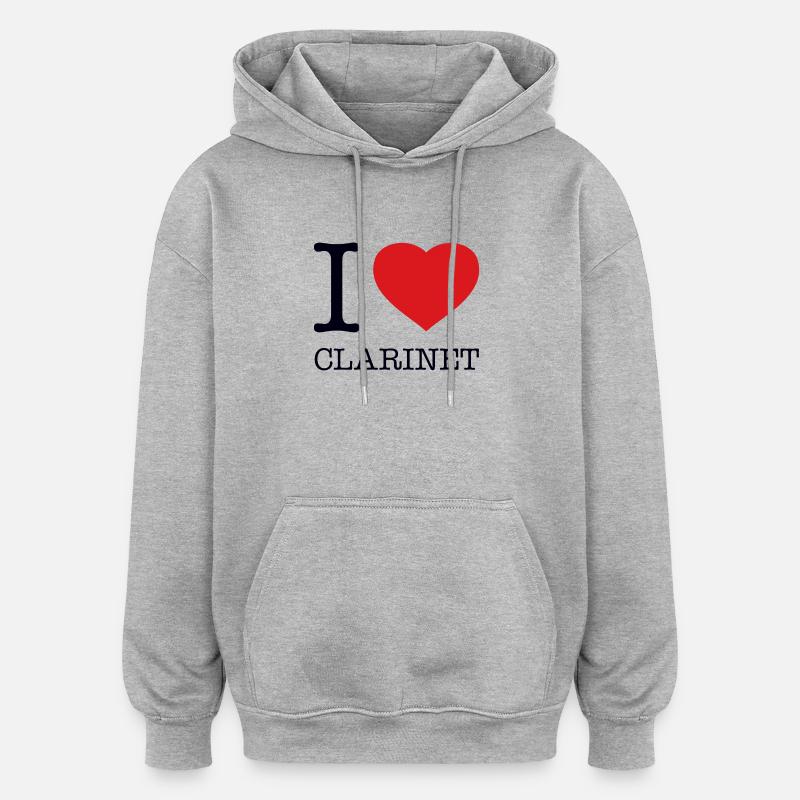 J’AIME LA CLARINETTE Klarinette - Sweat à capuche oversize unisexe - gris chiné