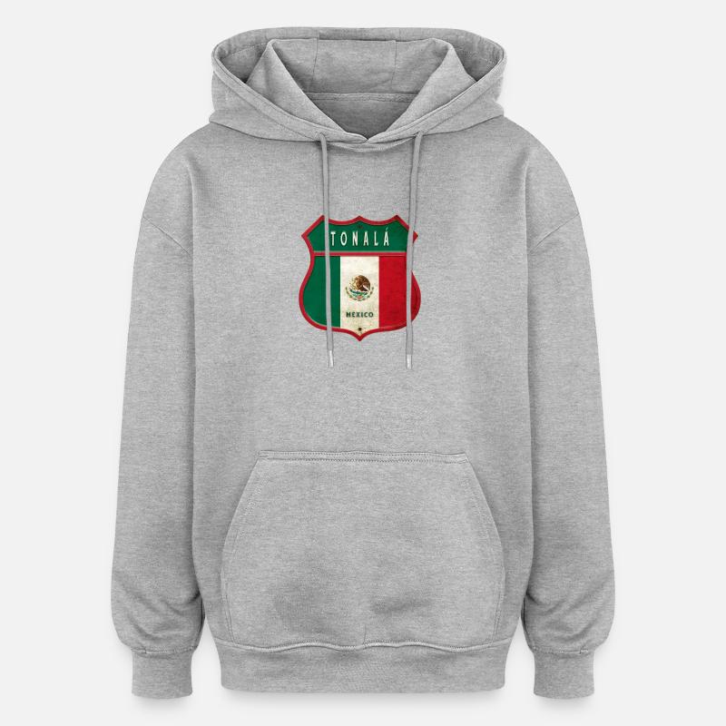Motif de l'écusson Tonalá Mexico - Sweat à capuche oversize unisexe - gris chiné