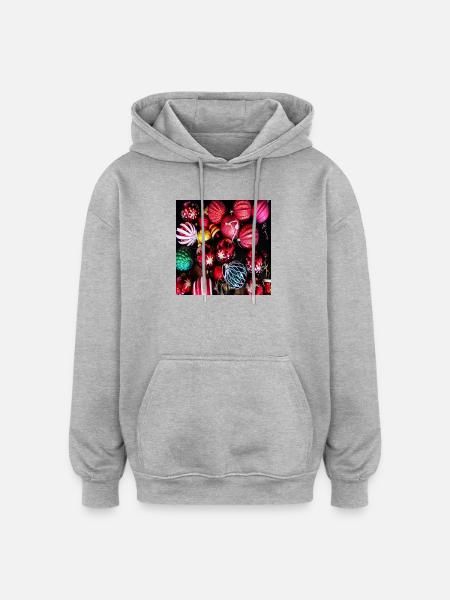 Christbaumkugeln - Weihnachtsdeko - Oversized Unisex Hoodie - Grau meliert