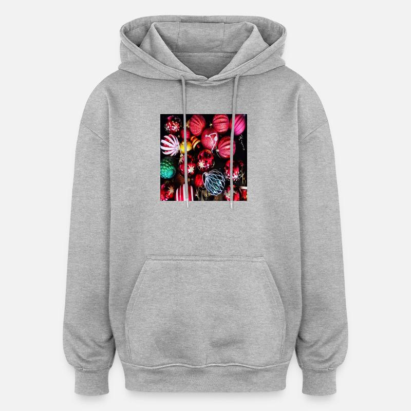 Christbaumkugeln - Weihnachtsdeko - Oversized Unisex Hoodie - Grau meliert