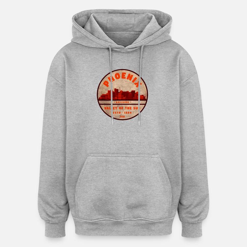Phoenix Skyline Retro Abzeichen - Oversized Unisex Hoodie - Grau meliert