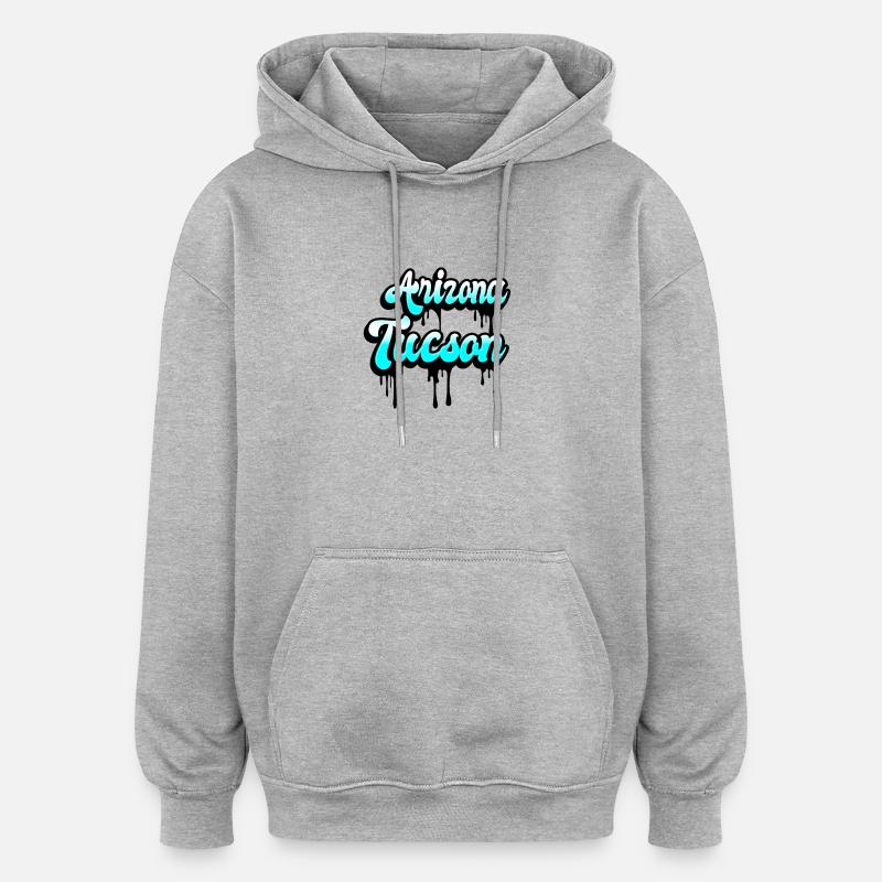 Design de Tucson en Arizona - Sweat à capuche oversize unisexe - gris chiné