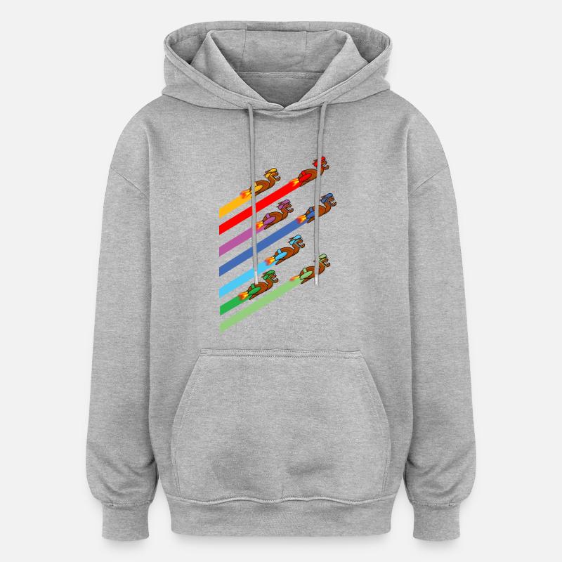 Drôles d’escargots de course - Sweat à capuche oversize unisexe - gris chiné