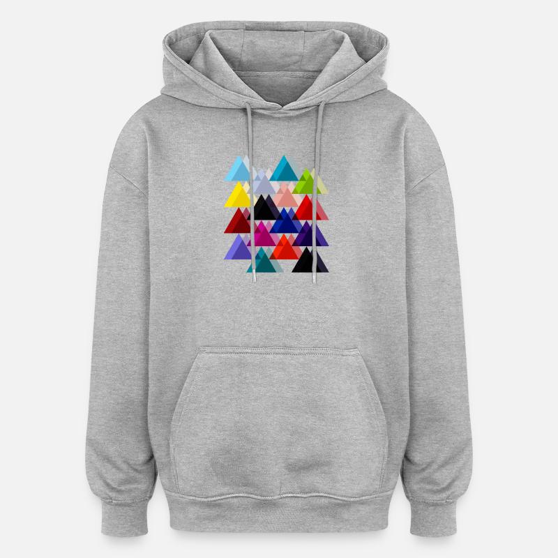 Triangles doubles - Sweat à capuche oversize unisexe - gris chiné