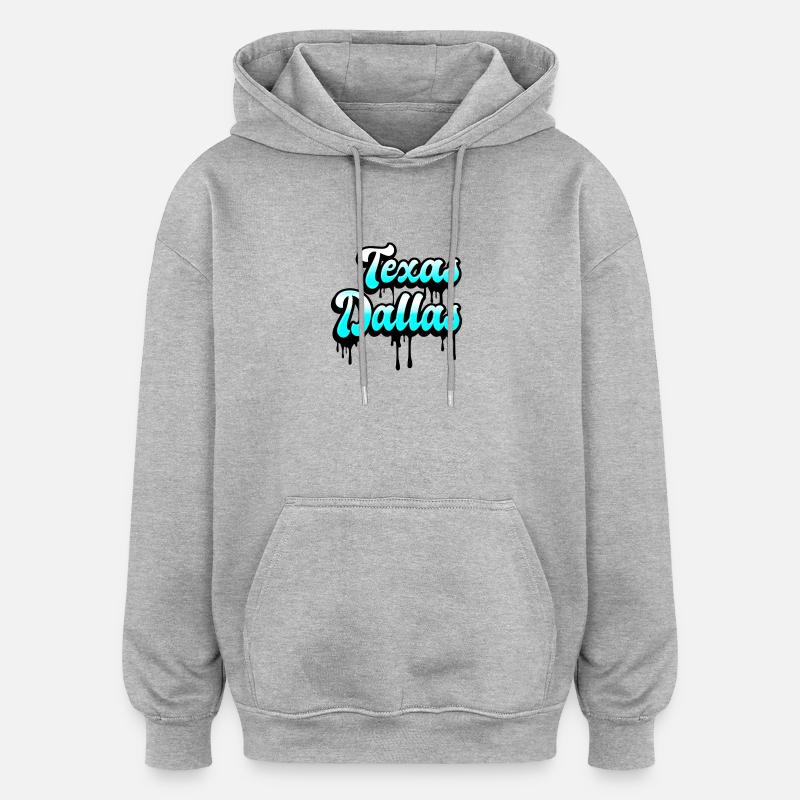 Design du Texas à Dallas - Sweat à capuche oversize unisexe - gris chiné