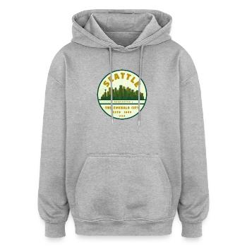 Seattle Emerald City Skyline - Oversized Unisex Hoodie - Grau meliert - Vorne - Noah (186cm)
