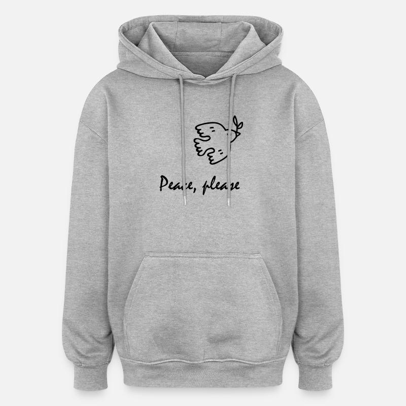 Peace, please, Friedenstaube - Oversized Unisex Hoodie - Grau meliert