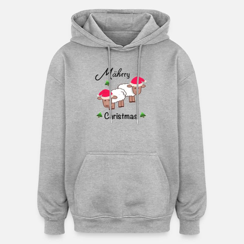 Joyeux Noël, MÄHrry Christmas sheep - Sweat à capuche oversize unisexe - gris chiné